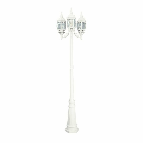 Designers Fountain Riviera 3-Light White Cast Aluminum Line Voltage Outdoor Weather Resistant Post Light 1923-WH